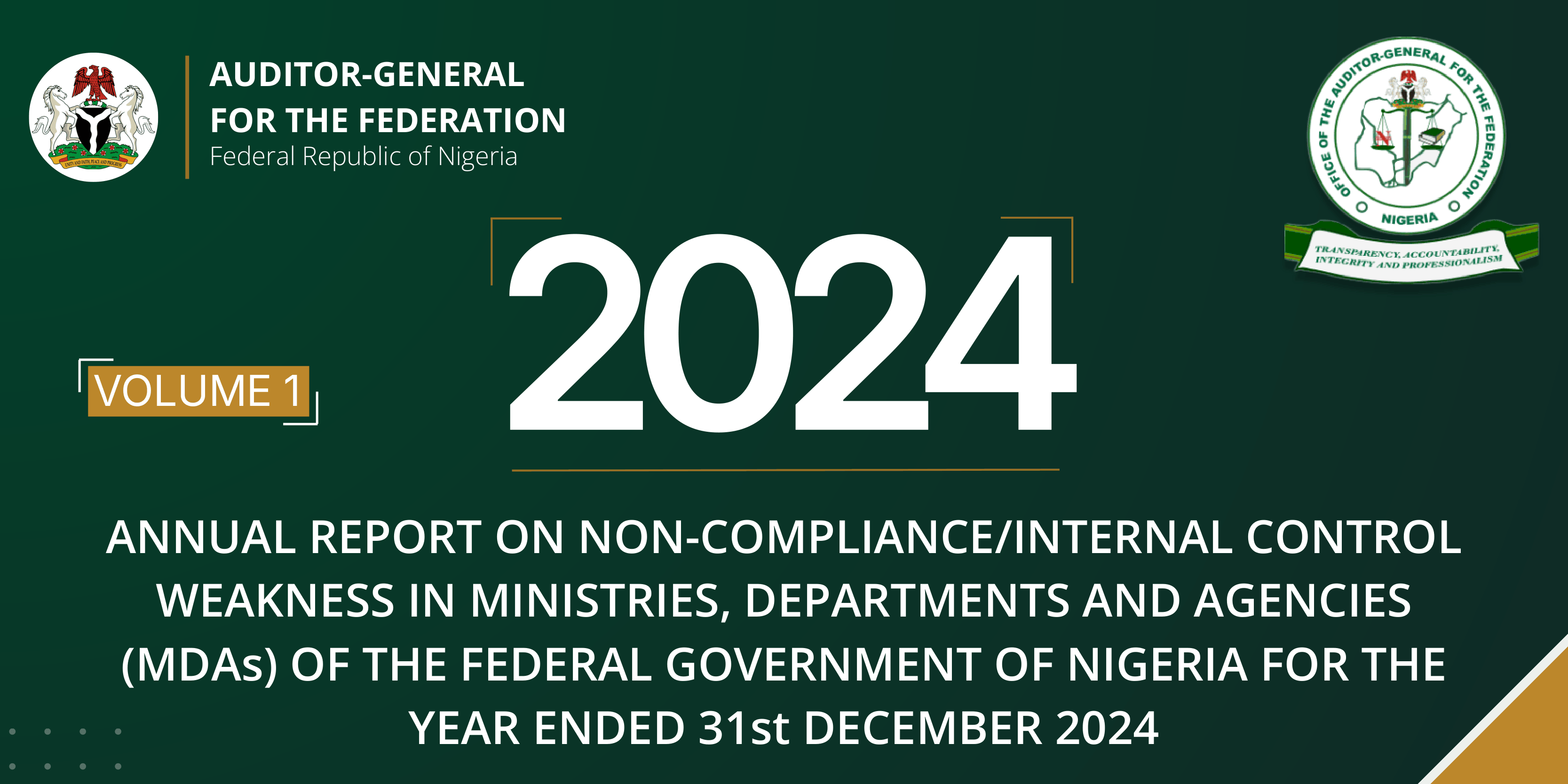 Annual Report on Non-Compliance-Internal Control Weakness 2024 Vol I